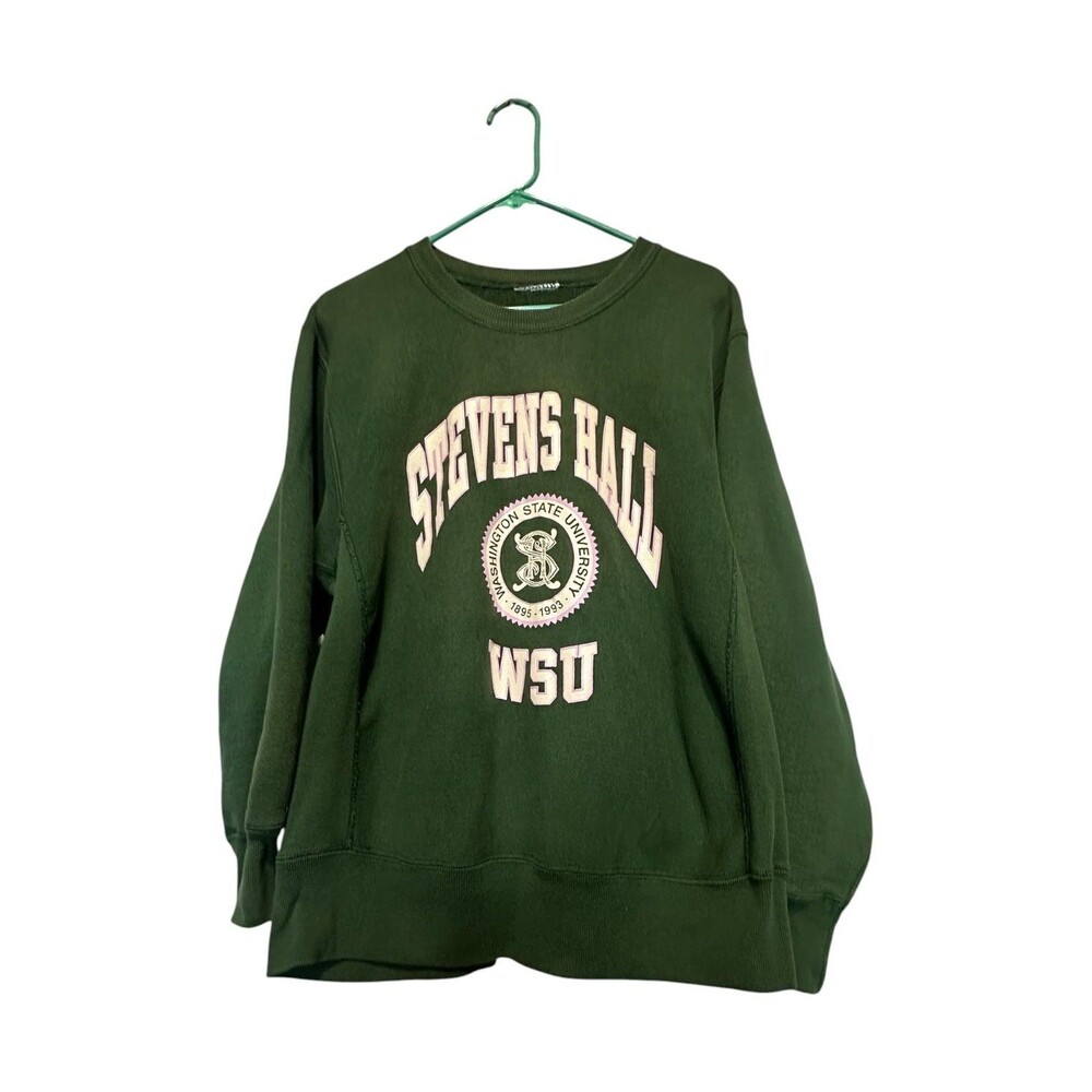 VTG Russell Athletic 1993 WSU University Stevens Hall Crewneck Green RARE Large
